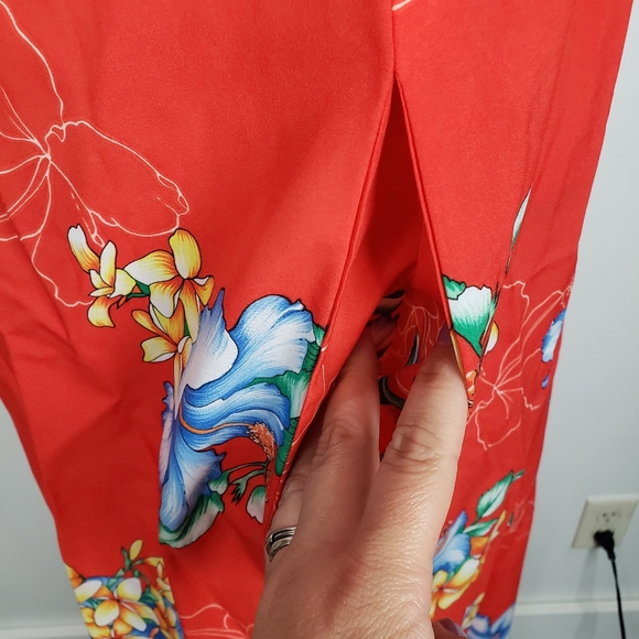 Vintage Hawaiian Red Mumu Floral Short Sleeve Maxi Dress M - Picture 14 of 16